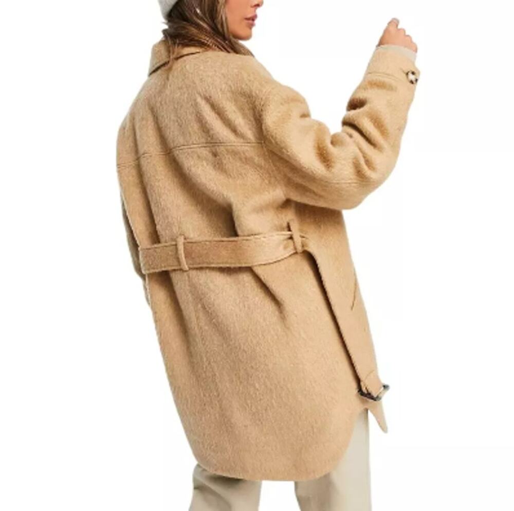 New ~ TOPSHOP , NORDSTROM ~  Wool Blend Belted Shirt Jacket Size 12